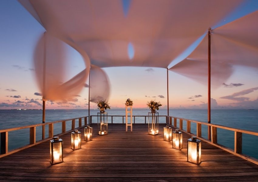 Event Deck Decorated with Lamps in Maldives 