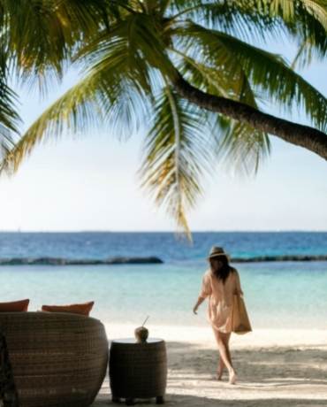 Women Walking on the Beach in Maldives 