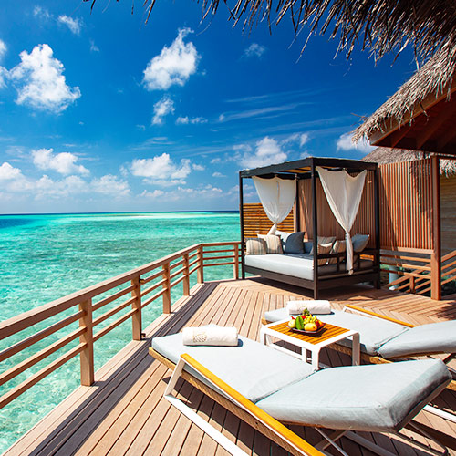 Seating Area of Water Pool Villa at Baros Maldives