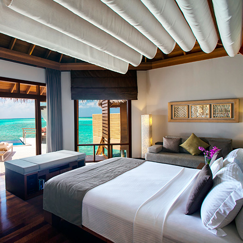 Cozy Beds at Water Pool Villa in Maldives