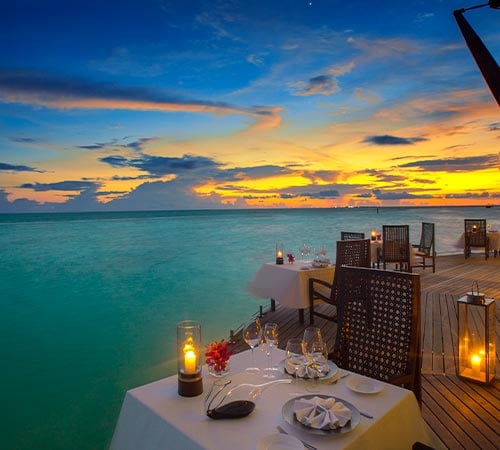 Wooden Dining Deck at Baros Maldives 