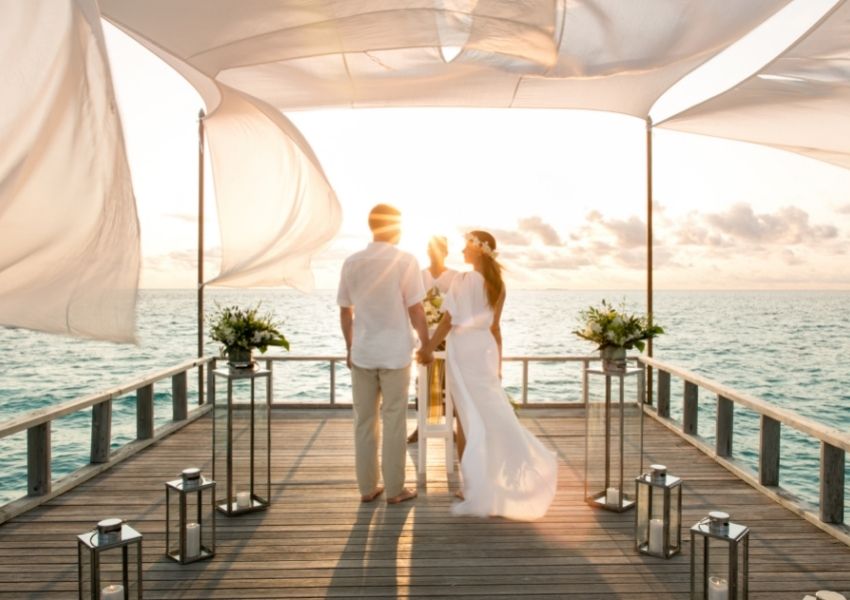 Romantic Celebrations in a Wooden Deck at Baros Maldives 