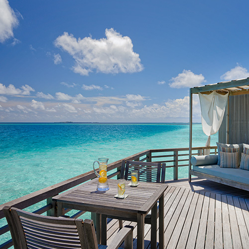 Exterior of a water pool villa at Baros Maldives 
