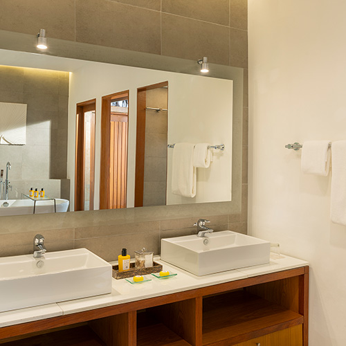Interior of a bathroom of a villa at Baros Maldives