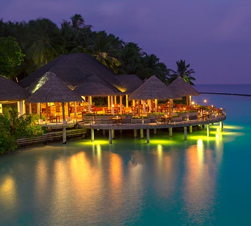 Night View of Baros Maldives Luxury Resort 