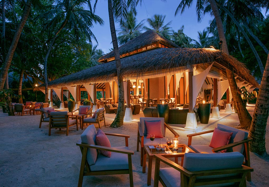 Night View of the Palm Gardens in Maldives